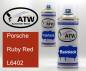 Preview: Porsche, Ruby Red, L6402: 400ml Sprühdose + 400ml Klarlack - Set, von ATW Autoteile West.